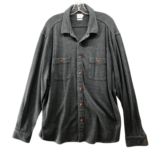 Faherty Knit Alpine Button Down Shirt Mens XXL Dark Gray Long Sleeve Stretch - Picture 1 of 9